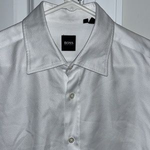 Beautiful textured White Hugo Boss Dress Business Cotton Shirt XL 17 x 35/36
